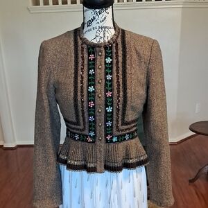 Nanette Lepore Brown Blazer with Velvet Trim